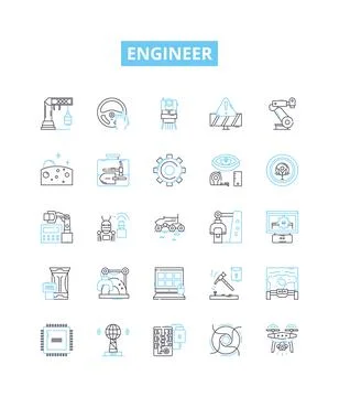Engineer vector line icons set. Engineer, Technical, Mechanical, Structural 스톡 일러스트