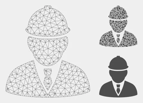 Engineer Vector Mesh Carcass Model and Triangle Mosaic Icon Stockillustratie