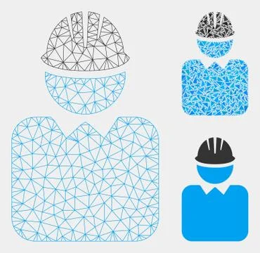 Engineer Vector Mesh Network Model and Triangle Mosaic Icon Stock Illustration