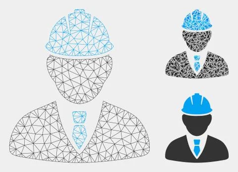 Engineer Vector Mesh Wire Frame Model and Triangle Mosaic Icon Stock-Illustration