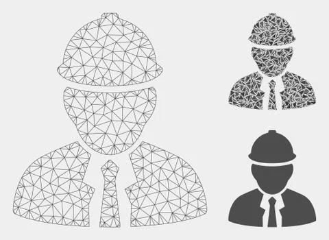 Engineer Vector Mesh Wire Frame Model and Triangle Mosaic Icon Illustrazione stock