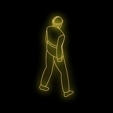 Engineer walking away in neon light Illustrazione stock