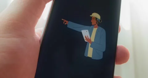 Engineer wearing a helmet is directing attention, presentation Stock Footage 313442837