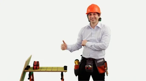 Engineer. White background. Stock Footage 10828174