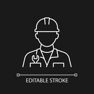 Engineer white linear icon for dark theme Stock Illustration