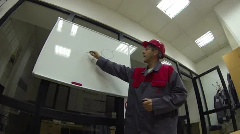 Engineer With Whiteboard Stock Footage 36727641