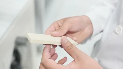 Engineer who performs quality control by touching the part of production Stock-Footage 131096475