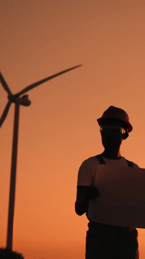 Engineer at Wind Turbine Stock Footage 318730817