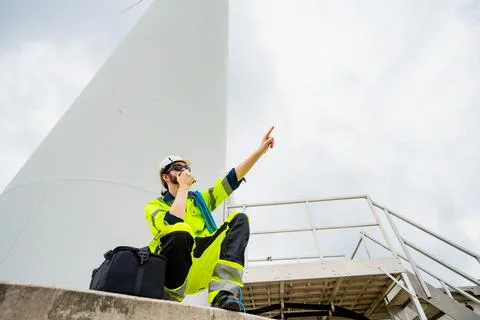 Engineer wind turbines Stock Photos