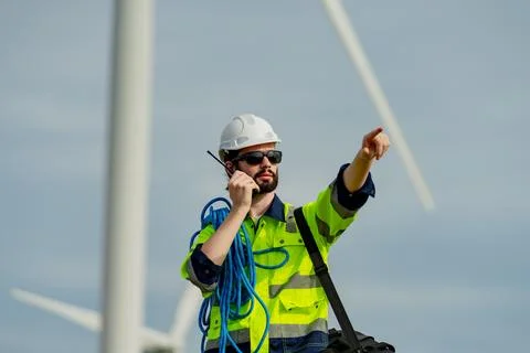 Engineer wind turbines Stock Photos