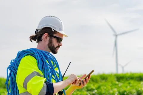 Engineer wind turbines Stock Photos