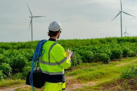 Engineer wind turbines Stock Photos