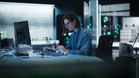 Engineer work on Circuits Stock Footage 256046493