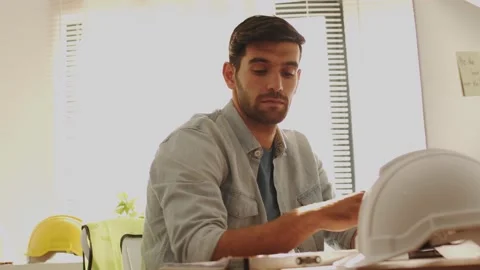 Engineer work in office in front of computer Stock Footage 146680241