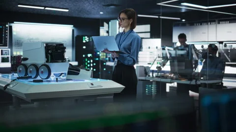 Engineer work on Robot Stock Footage 256045861
