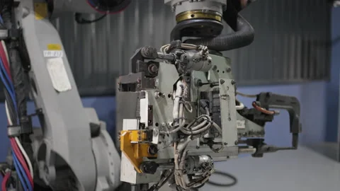 Engineer work at robotic arm factory. Stock Footage 239699222