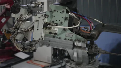 Engineer work at robotic arm factory. Stock Footage 239699432