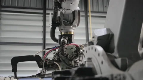 Engineer work at robotic arm factory. Stock Footage 239699484