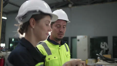 Engineer work at robotic arm factory. Stock Footage 239699646