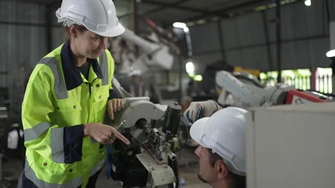 Engineer work at robotic arm factory. Stock-Footage 241876515