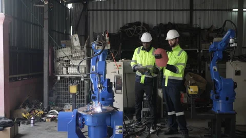 Engineer work at robotic arm factory. Stock-Footage 241876565
