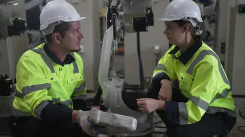 Engineer work at robotic arm factory. Stock-Footage 241877008