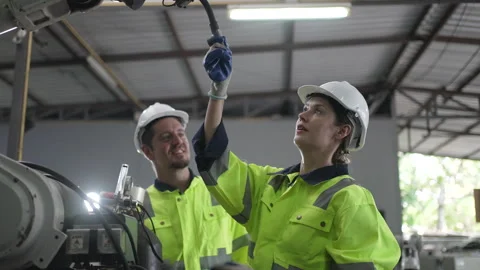 Engineer work at robotic arm factory. Stock-Footage 241877232