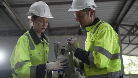 Engineer work at robotic arm factory. Stock-Footage 241877233