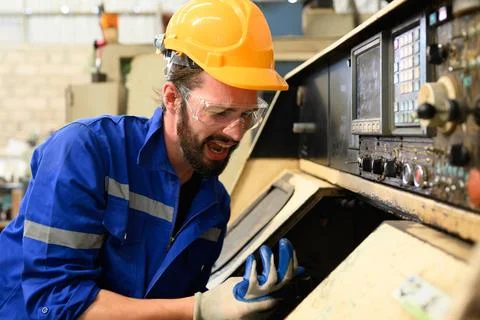 Engineer worker with accident at factory Foto stock