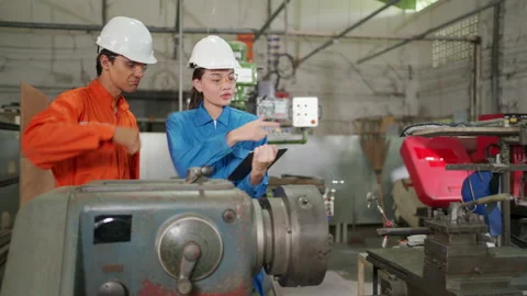 Engineer worker check the machine following checklist Stock Footage 153029644