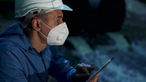 Engineer worker checking water quality of river. Wastewater treatment test Stock Footage 206117349