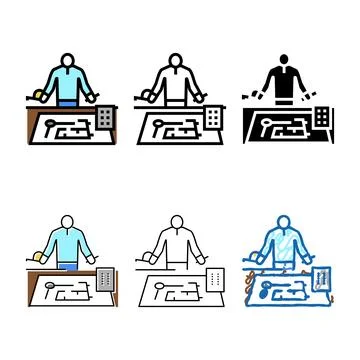 Engineer worker color icon vector concepts Illustrazione stock