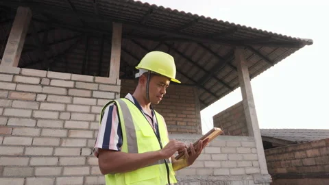 Engineer worker in a construction site building to inspecture Stock Footage 149917031