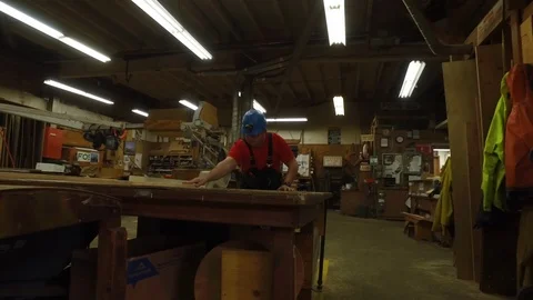 Engineer worker doing wood work in shipyard Stock Footage 116514605