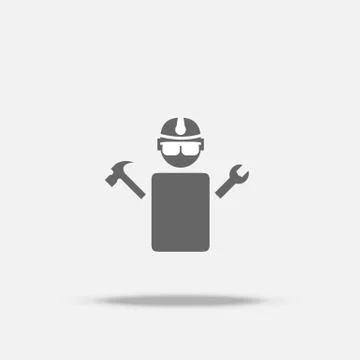 Engineer worker Flat Design vector icon Illustrazione stock