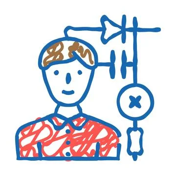 Engineer worker flat icon doodle illustration Stock Illustration