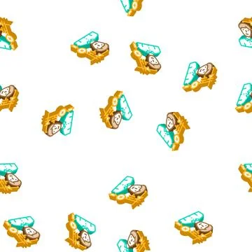 Engineer worker glyph icon seamless pattern color Stock Illustration