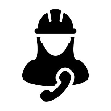 Engineer worker icon vector female Construction service person profile avatar Stock Illustration