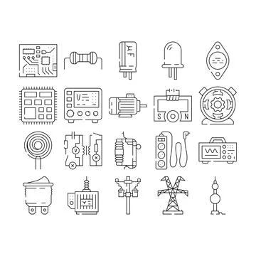 Engineer worker industry icons set vector Illustrazione stock