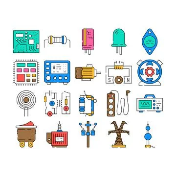 Engineer worker industry icons set vector Illustrazione stock