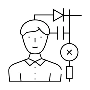 Engineer worker line icon vector illustration flat Stockillustratie