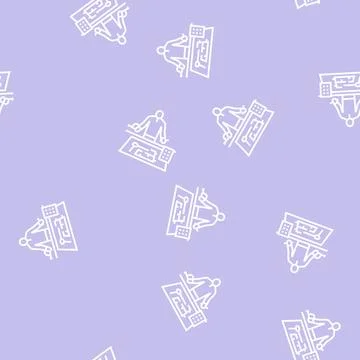 Engineer worker line seamless pattern 库存插图