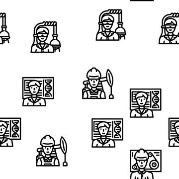 Engineer worker man construction vector seamless pattern Stock Illustration