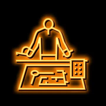 Engineer worker neon glow icon illustration Stock Illustration
