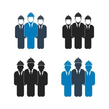 Engineer, Worker Team Icon Set. Flat style vector EPS. Stock Illustration