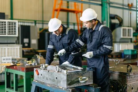 Engineer worker team service injection mold, Professional men work in die c.. 写真素材