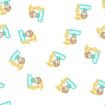 Engineer worker vector seamless pattern Stock Illustration
