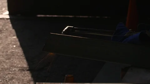 Engineer worker welding metal part with welding machine in shipyard Stock Footage 116513052