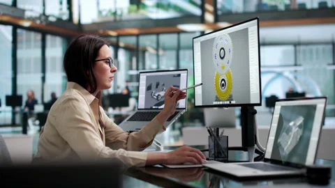 Engineer Working On 3D Car Gearbox Design Stock Footage 337639677