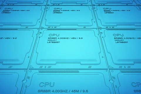 Engineer working on blue print, concept Processor Unit CPU, 3d rendering Stockillustratie